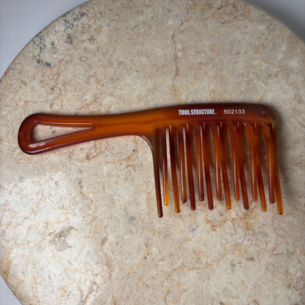 Tool Structure Hair Comb OS Amber Tortoise Wide Tooth Detangler Rake 502133